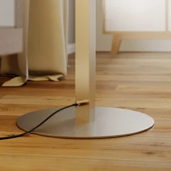 Lindby LED vloerlamp Auron, nikkelkleurig, metaal, touchdimmer