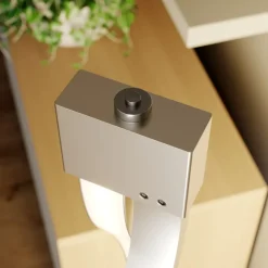 Lindby LED vloerlamp Auron, nikkelkleurig, metaal, touchdimmer