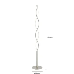 Lindby LED vloerlamp Auron, nikkelkleurig, metaal, touchdimmer