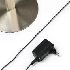 Lindby LED vloerlamp Auron, nikkelkleurig, metaal, touchdimmer