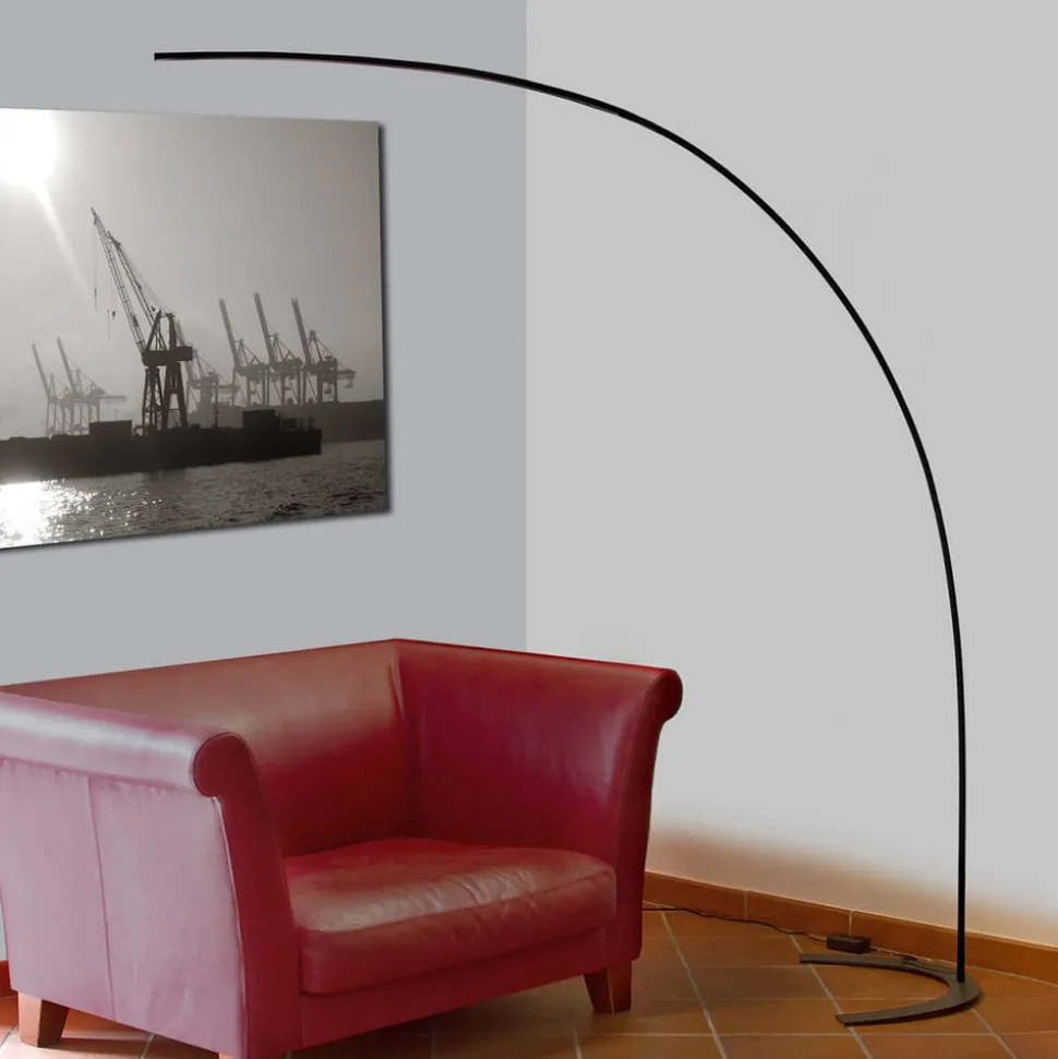 Lindby LED vloerlamp Danua, zwart, metaal, hoogte 200 cm