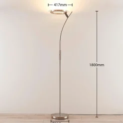 Lindby LED vloerlamp Darion, grijs, metaal, dimbaar, 180cm