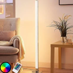 Lindby LED vloerlamp Hadis, RGB, afstandsbediening, wit, 120 cm