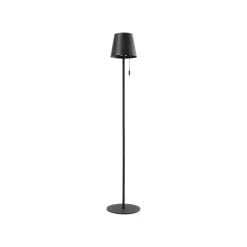 Lindby LED vloerlamp Hilario, zwart, ijzer, oplaadbare batterij
