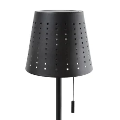 Lindby LED vloerlamp Hilario, zwart, ijzer, oplaadbare batterij