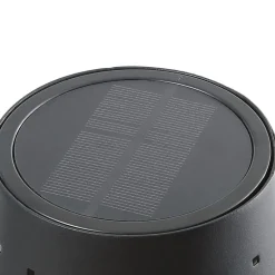 Lindby LED vloerlamp Hilario, zwart, ijzer, oplaadbare batterij