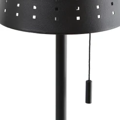 Lindby LED vloerlamp Hilario, zwart, ijzer, oplaadbare batterij