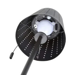 Lindby LED vloerlamp Hilario, zwart, ijzer, oplaadbare batterij