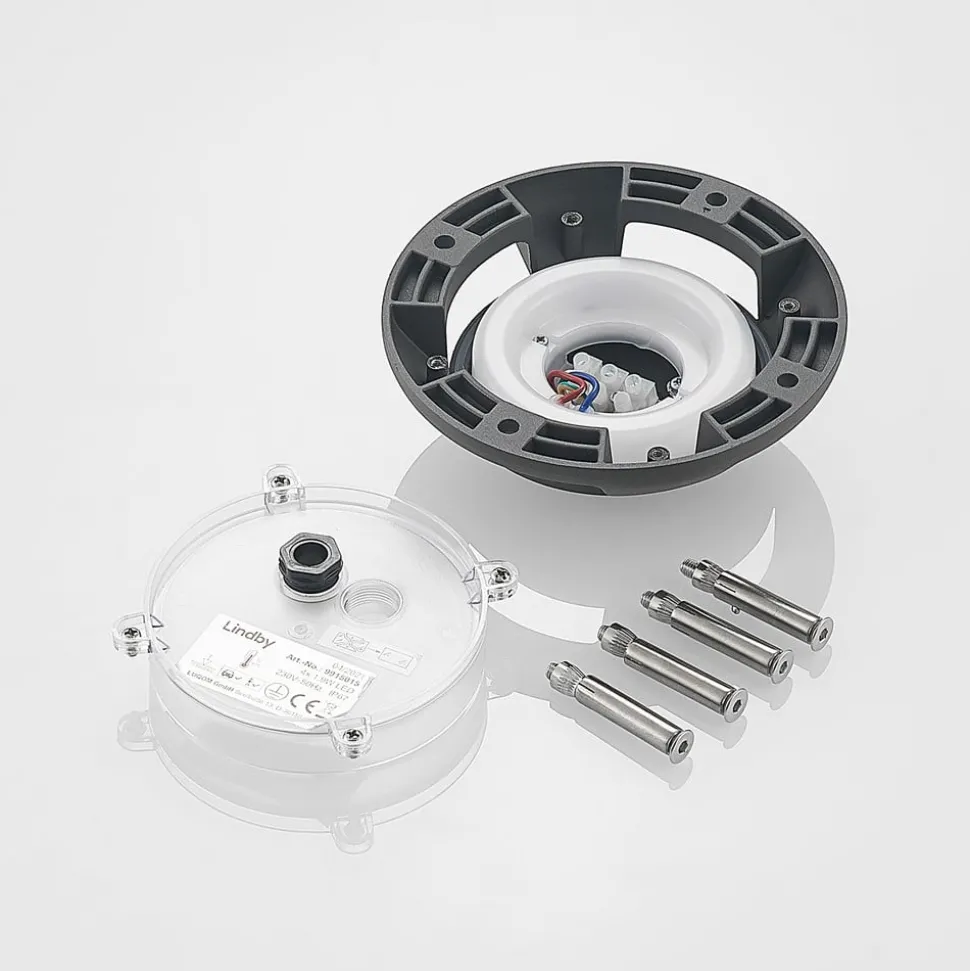 Lindby LED vloerlamp Huban, 15 cm, 4-lamps, antraciet