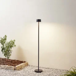Lindby LED vloerlamp Isason, zwart, aluminium, Ø 11 cm