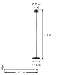 Lindby LED vloerlamp Isason, zwart, aluminium, Ø 11 cm
