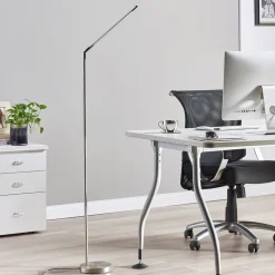 Lindby LED vloerlamp Jabbo, 163 cm, nikkel, metaal