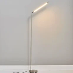 Lindby LED vloerlamp Jabbo, 163 cm, nikkel, metaal
