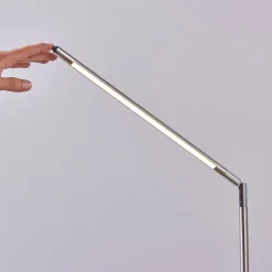 Lindby LED vloerlamp Jabbo, 163 cm, nikkel, metaal