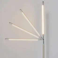 Lindby LED vloerlamp Jabbo, 163 cm, nikkel, metaal