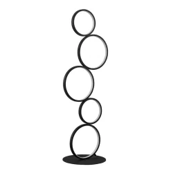 Lindby LED vloerlamp Jacek, zwart, metaal, 110 cm, ringen