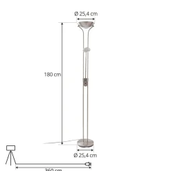 Lindby LED vloerlamp Josefin, nikkel, leeslampje, dimbaar