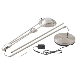 Lindby LED vloerlamp Josefin, nikkel, leeslampje, dimbaar