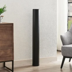 Lindby LED vloerlamp Lengla, zwart/goud, metaal, 104 cm