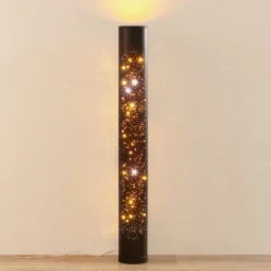 Lindby LED vloerlamp Lengla, zwart/goud, metaal, 104 cm