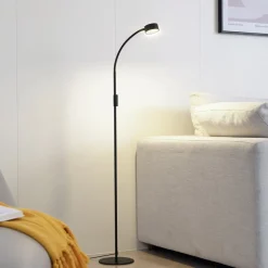 Lindby LED vloerlamp Maori, 140 cm, zwart, CCT, dimbaar