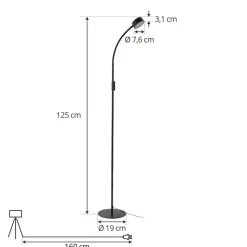 Lindby LED vloerlamp Maori, 140 cm, zwart, CCT, dimbaar