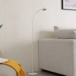 Lindby LED vloerlamp Maori, wit, metaal, CCT, dimbaar