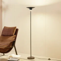 Lindby LED vloerlamp Norvind, zwart, metaal, 1-lamp