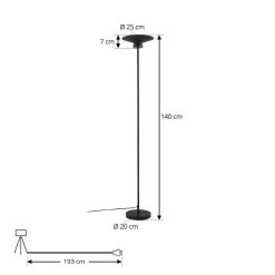 Lindby LED vloerlamp Norvind, zwart, metaal, 1-lamp