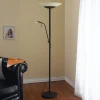 Lindby LED vloerlamp Ragna, leeslampje, zwart, dimbaar