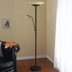 Lindby LED vloerlamp Ragna, leeslampje, zwart, dimbaar