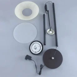 Lindby LED vloerlamp Ragna, leeslampje, zwart, dimbaar