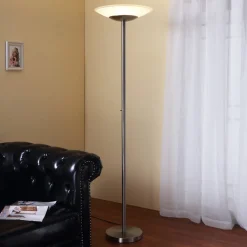 Lindby LED vloerlamp Ragna, nikkel, metaal, dimbaar