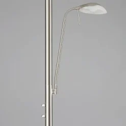 Lindby LED vloerlamp Ragna, leeslampje, nikkel, dimbaar