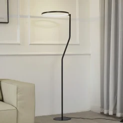 Lindby LED vloerlamp Rayon, zwart, metaal, hoogte 150,3 cm