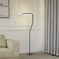 Lindby LED vloerlamp Rayon, zwart, metaal, hoogte 150,3 cm