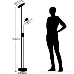 Lindby LED vloerlamp Seppa, rond, messing, metaal, 180cm