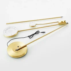 Lindby LED vloerlamp Seppa, rond, messing, metaal, 180cm