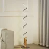 Lindby LED vloerlamp Spiraali, grijs, hout, hoogte 133 cm