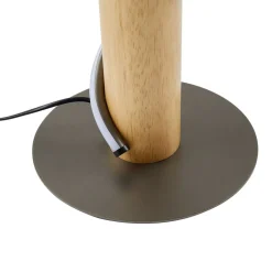 Lindby LED vloerlamp Spiraali, grijs, hout, hoogte 133 cm