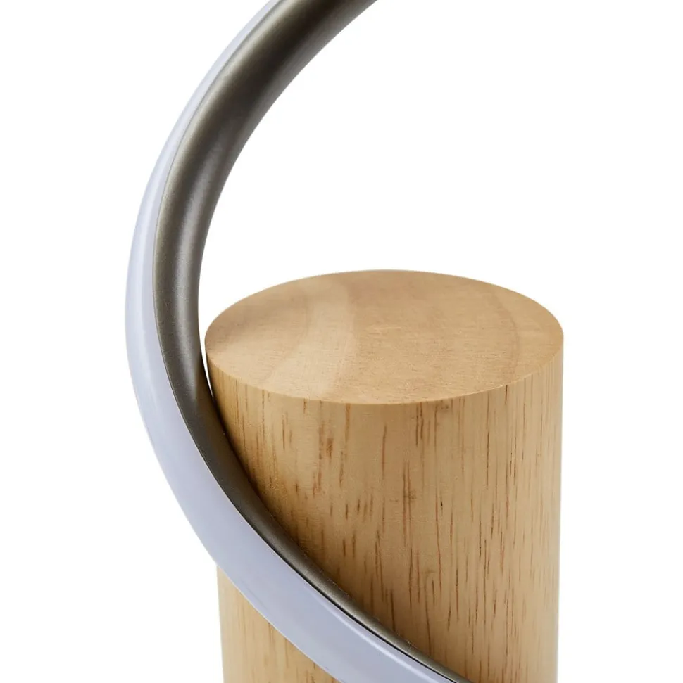 Lindby LED vloerlamp Spiraali, grijs, hout, hoogte 133 cm