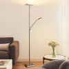 Lindby LED vloerlamp Sumani, hoekig, nikkel, hoogte 180cm
