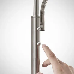 Lindby LED vloerlamp Sumani, hoekig, nikkel, hoogte 180cm