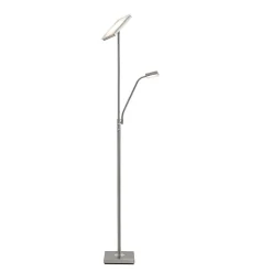 Lindby LED vloerlamp Sumani, hoekig, nikkel, hoogte 180cm