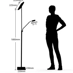 Lindby LED vloerlamp Sumani, hoekig, nikkel, hoogte 180cm