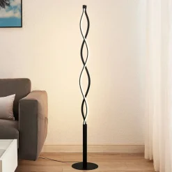 Lindby LED vloerlamp Welina, zwart, 150 cm, dimbaar