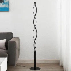 Lindby LED vloerlamp Welina, zwart, 150 cm, dimbaar