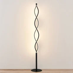 Lindby LED vloerlamp Welina, zwart, 150 cm, dimbaar