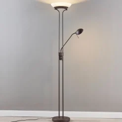 Lindby LED vloerlamp Yveta, roestkleurig, metaal, dimbaar