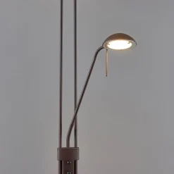 Lindby LED vloerlamp Yveta, roestkleurig, metaal, dimbaar